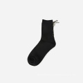 New Designs Tie ribbon Solid Color Soft Medium High Women Socks